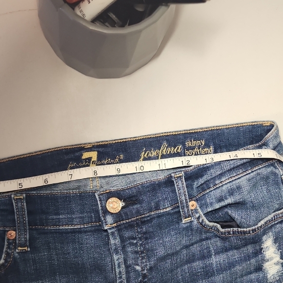 7 For All Mankind Blue Skinny Jeans with Vintage Fade - Picture 4 of 8